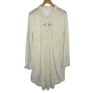 Raquel Allegra Womens Cotton Gauze Long Sleeve Button Up Shirt dress Sz 2 US Med